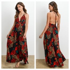 🥳🥳🎊 HP🎸🎉 Black And Red Floral Maxi